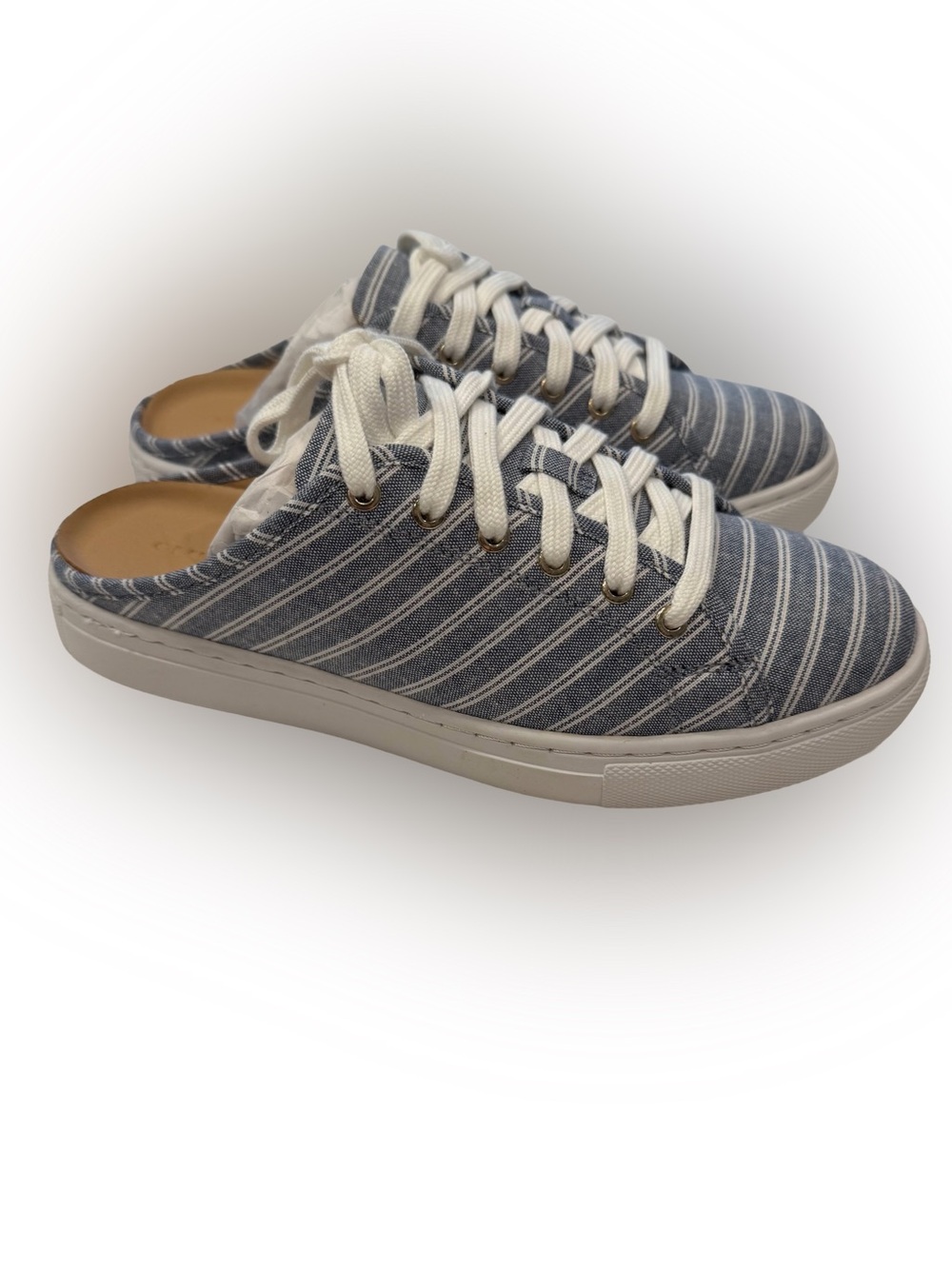 Club Monaco Women’s Jamila Slip On Sneakers Blue White Stripe Sz 6